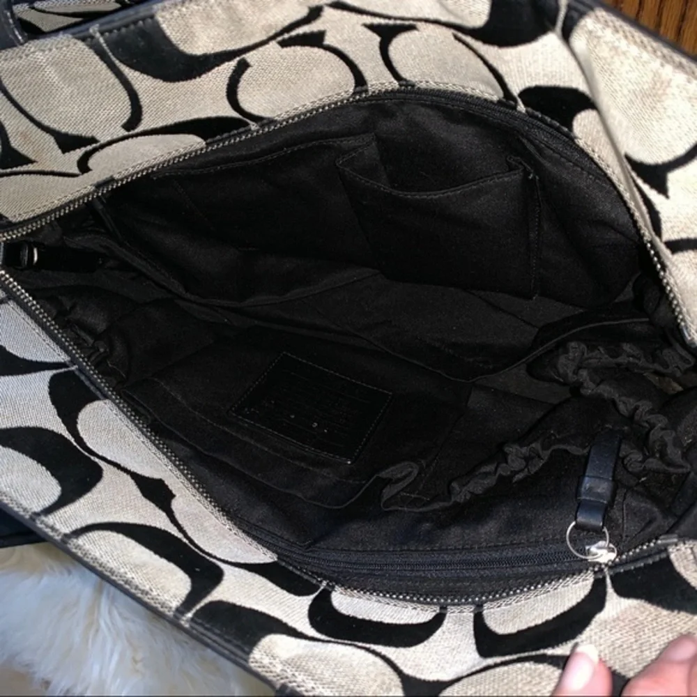 Coach canvas black gray baby‎ diaper bag purse